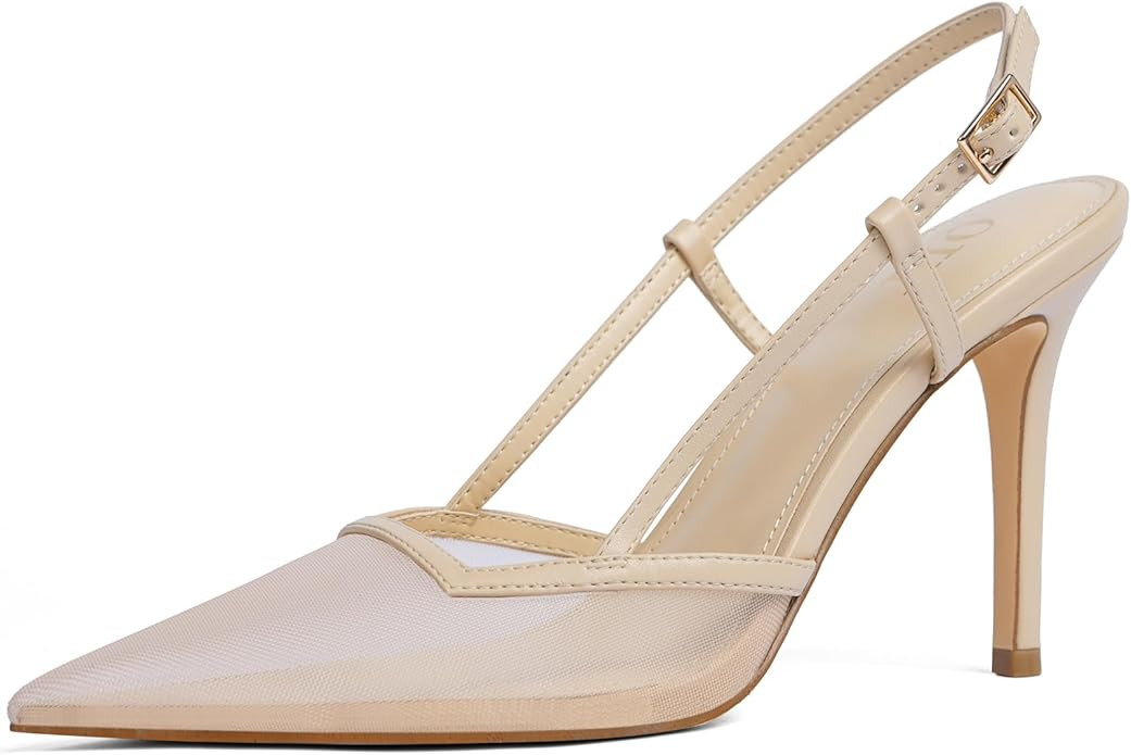 QIY Closed Toe Slingback Heels Women Pumps Strappy Pointed Toe Stiletto Heels for Women Wedding P... | Amazon (US)