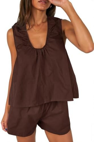 Cicy Bell Womens Summer 2 Piece Short Sets Scoop Neck Babydoll Tank Tops High Waisted Shorts Vaca... | Amazon (US)