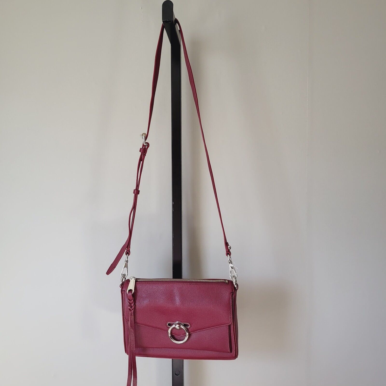 Rebecca Minkoff Jean Mac Pinot Noir Textured Leather Crossbody Bag | eBay AU