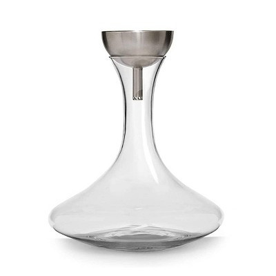 Houdini 48 fl oz Wine Decanter: Glass Beverage Server, Stainless Steel, Hand Wash, Cold Drinks, 2-Piece Set | Target