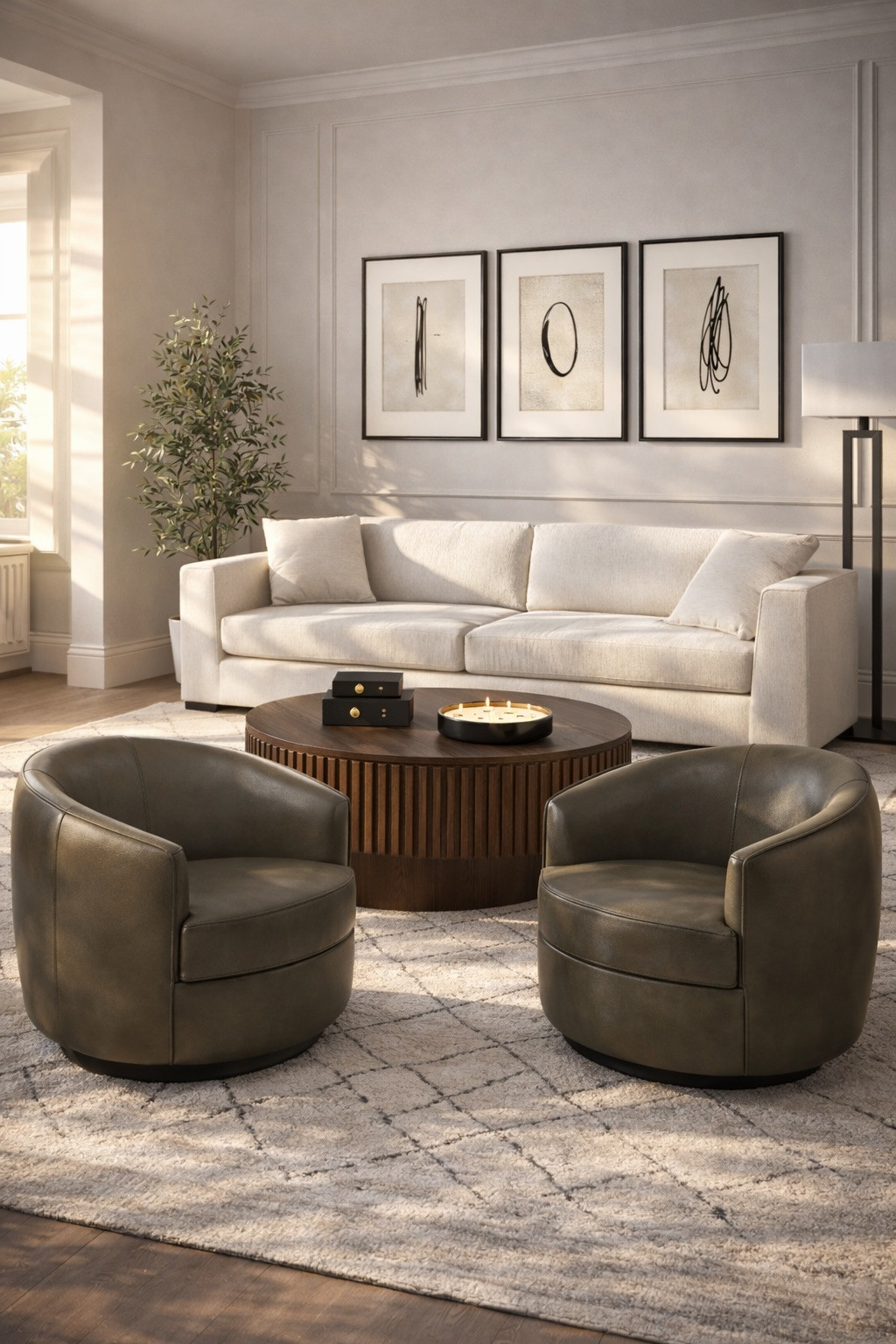 Amazon casual modern living room with a cream sofa that gives off RH vibes, 2 brown leather barrel chairs, and a sleek wood coffee table that has storage!

amazon finds, amazon home, amazon decor, amazon furniture, restoration hardware, modern accents, modern home
 

 #LTKHome #LTKSaleAlert #LTKFindsUnder100