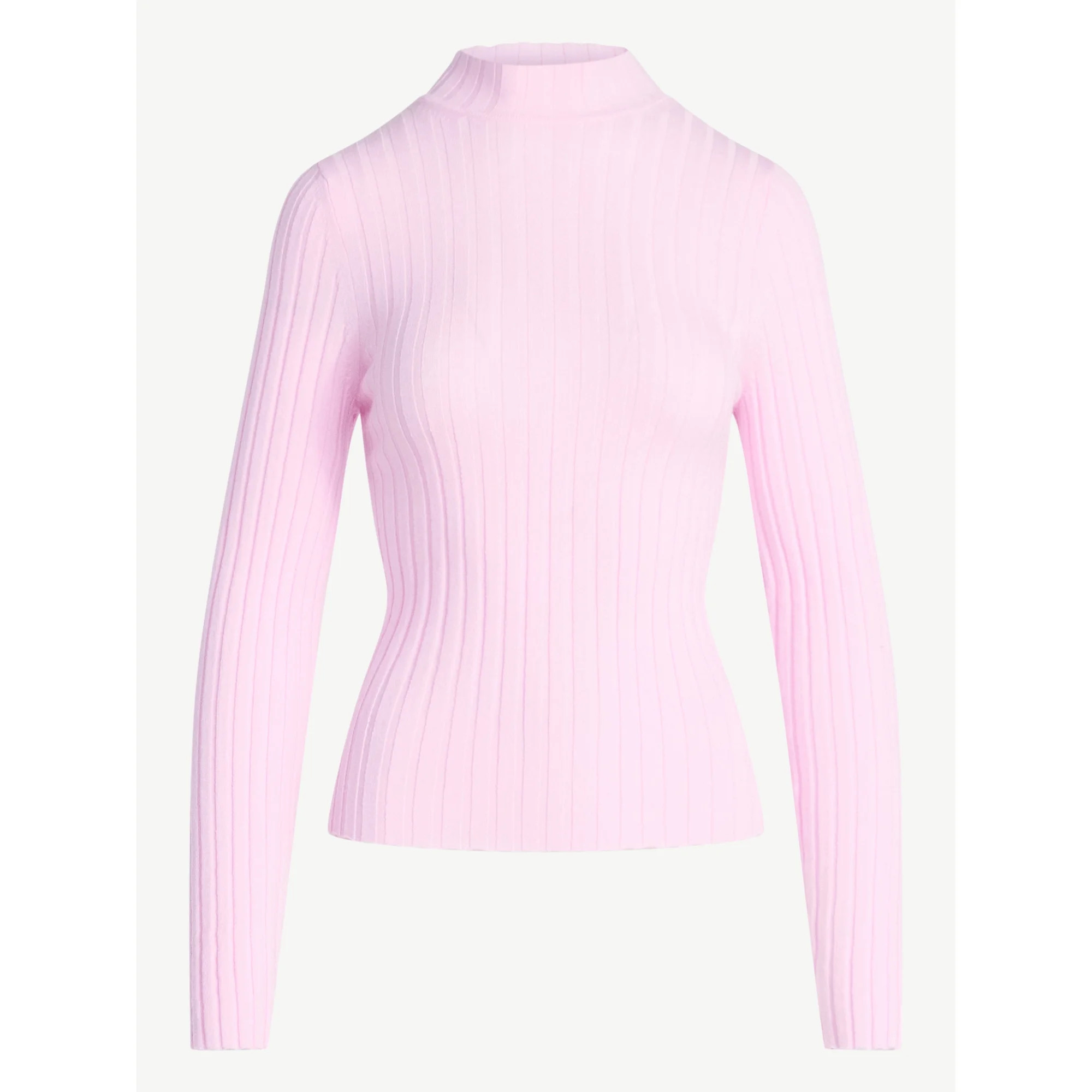 Scoop Women's Ribbed Mockneck Sweater, Lightweight, Sizes XS-XXL | Walmart (US)