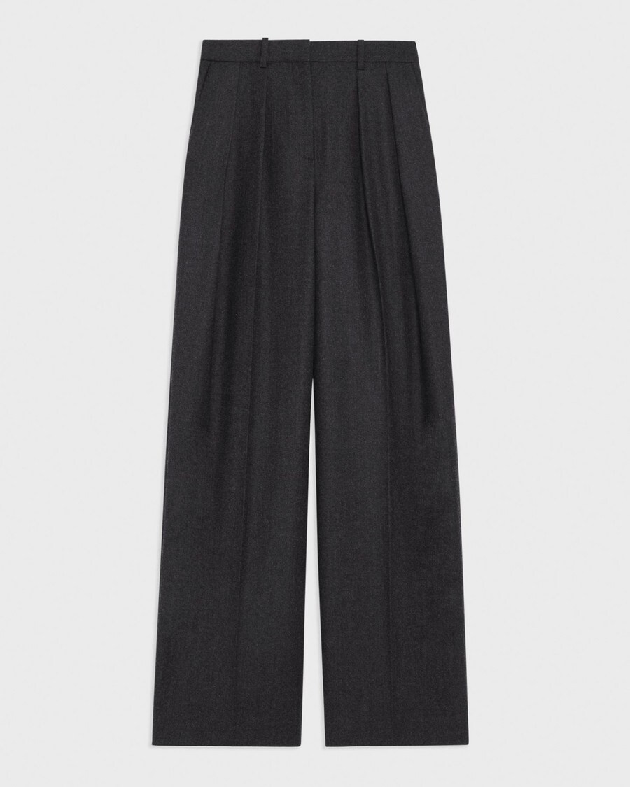 Double Pleat Pant in Sleek Flannel | Theory