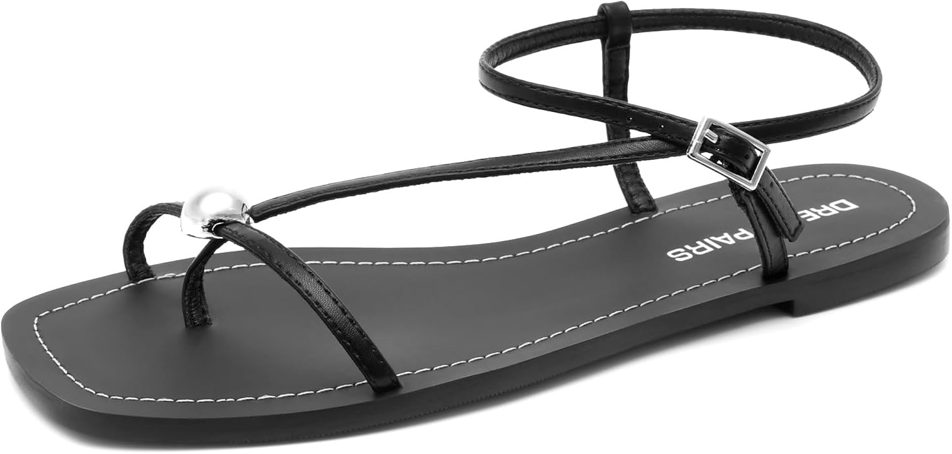 DREAM PAIRS Women's Strappy Flat Sandals for Women Comfortable Open Square Toe Sandals Dressy Bea... | Amazon (US)