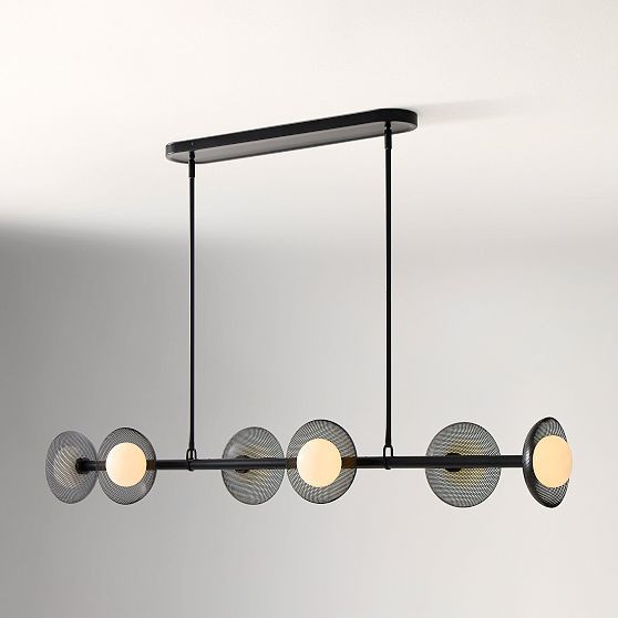 Bezel 6-Light Chandelier, 51.5"", Perforated Metal, Matte Black | West Elm (US)