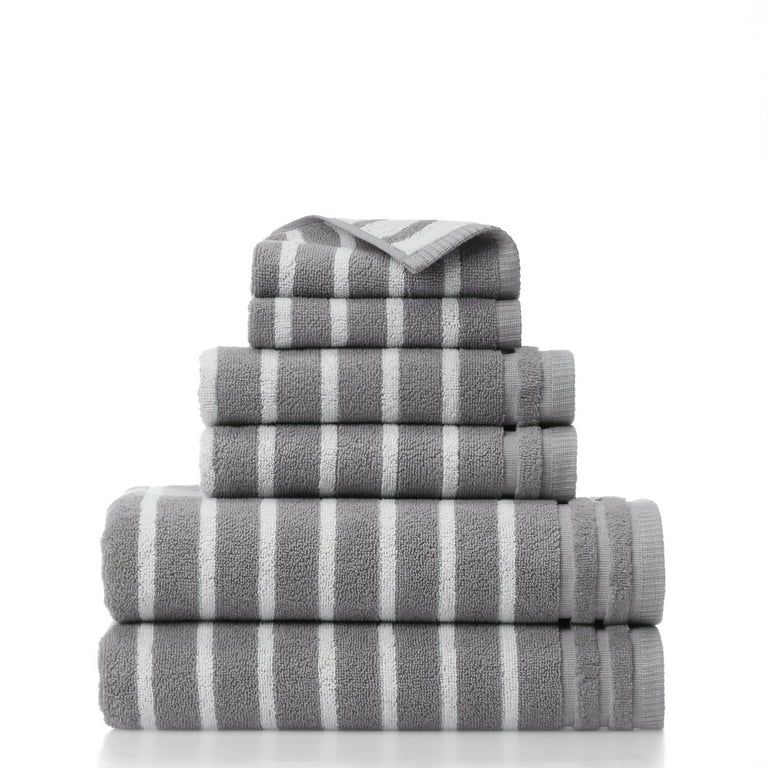 Gap Home Easy Stripe Organic Cotton 6 Piece Bath Towel Set Gray/White | Walmart (US)
