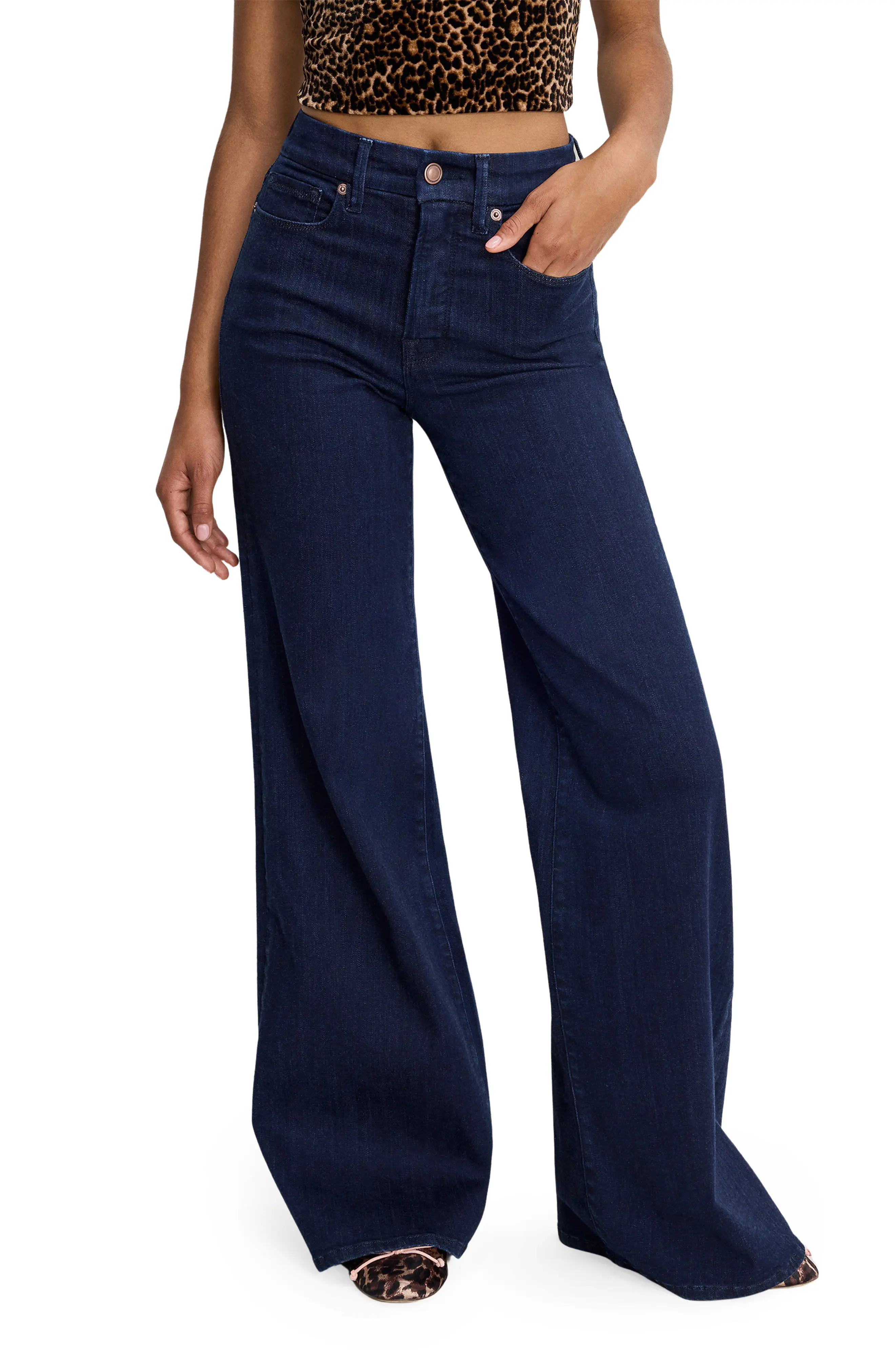 Good American Good Waist High Waist Wide Leg Palazzo Jeans (Women) | Nordstrom | Nordstrom