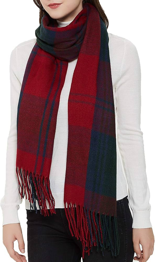 Wander Agio Women's Fashion Long Shawl Big Grid Winter Warm Lattice Large Scarf | Amazon (US)