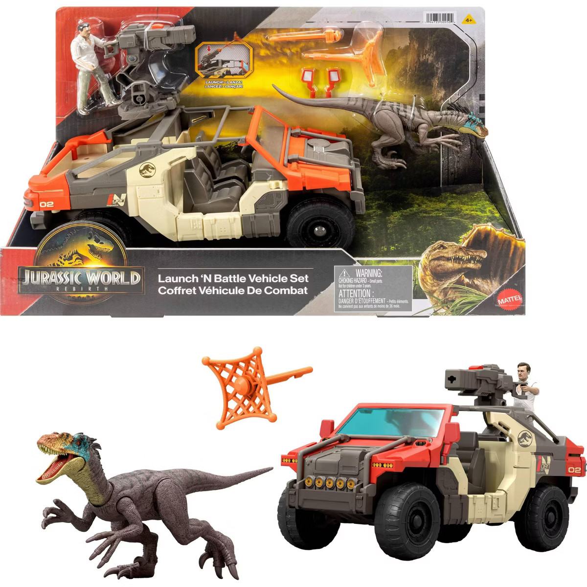 Jurassic World Rebirth Launch ‘N Battle Vehicle with 1 Human & 1 Raptor Figure, Turret & Projec... | Target