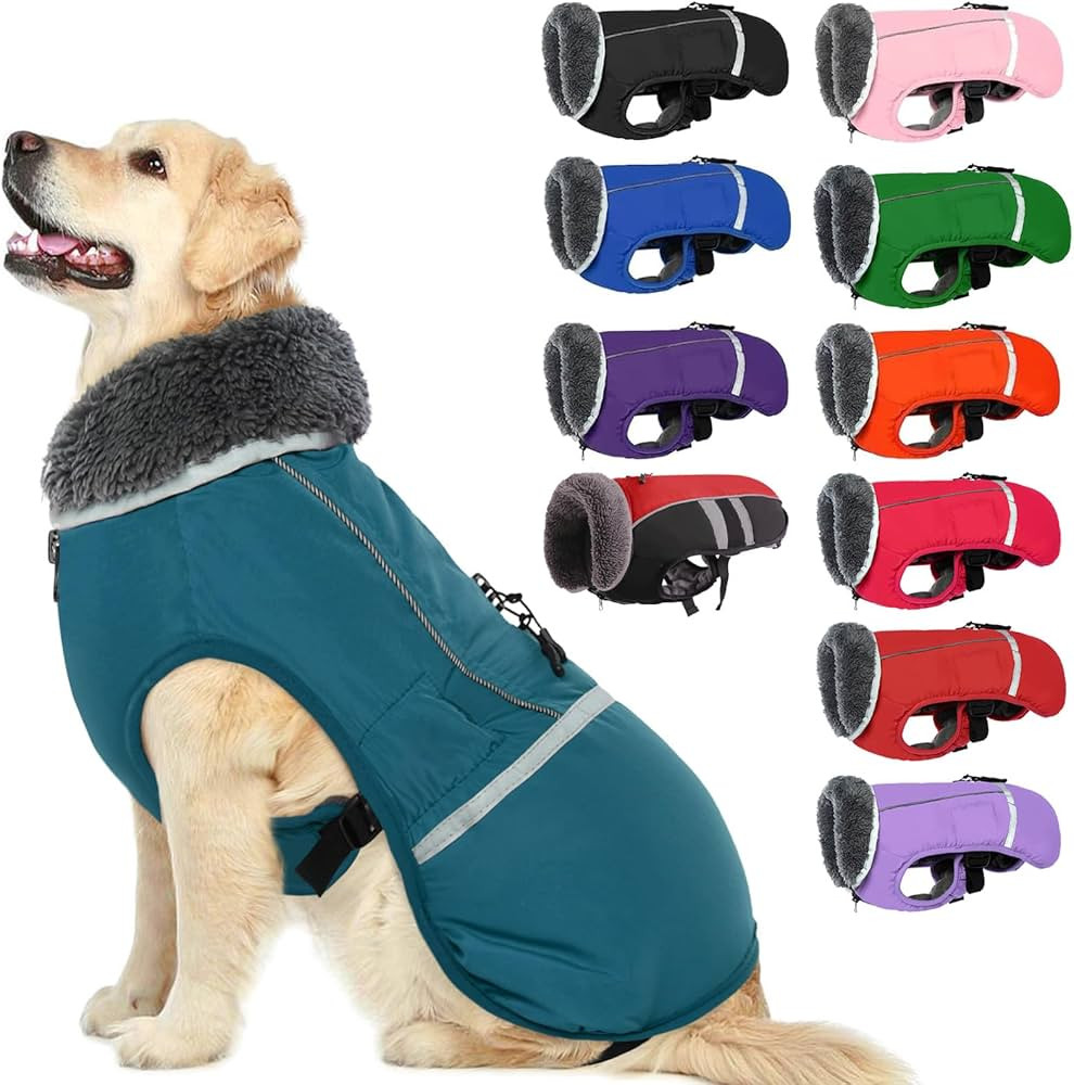 QBLEEV Warm Dog Coat Reflective Winter Jacket, Waterproof Windproof Dog Turtleneck Clothes for Co... | Amazon (US)