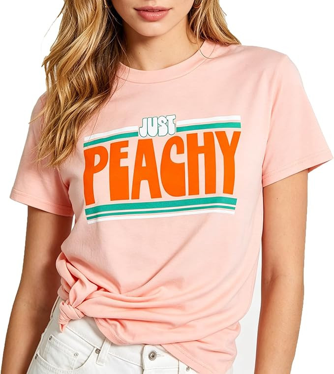 Ykomow Just Peachy T Shirt Womens Short Sleeve Casual Summer Graphic Tees Tops | Amazon (US)