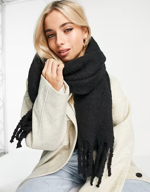 Boardmans polyester super fluffy scarf in black - BLACK | ASOS (Global)