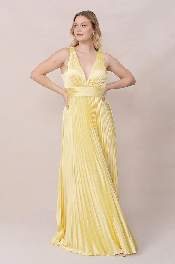Celine Satin Pleated Dress | Revelry