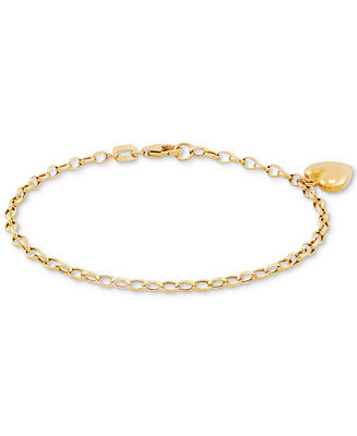 Heart Charm Link Chain Bracelet in 10k Gold - Macy's | Macy's