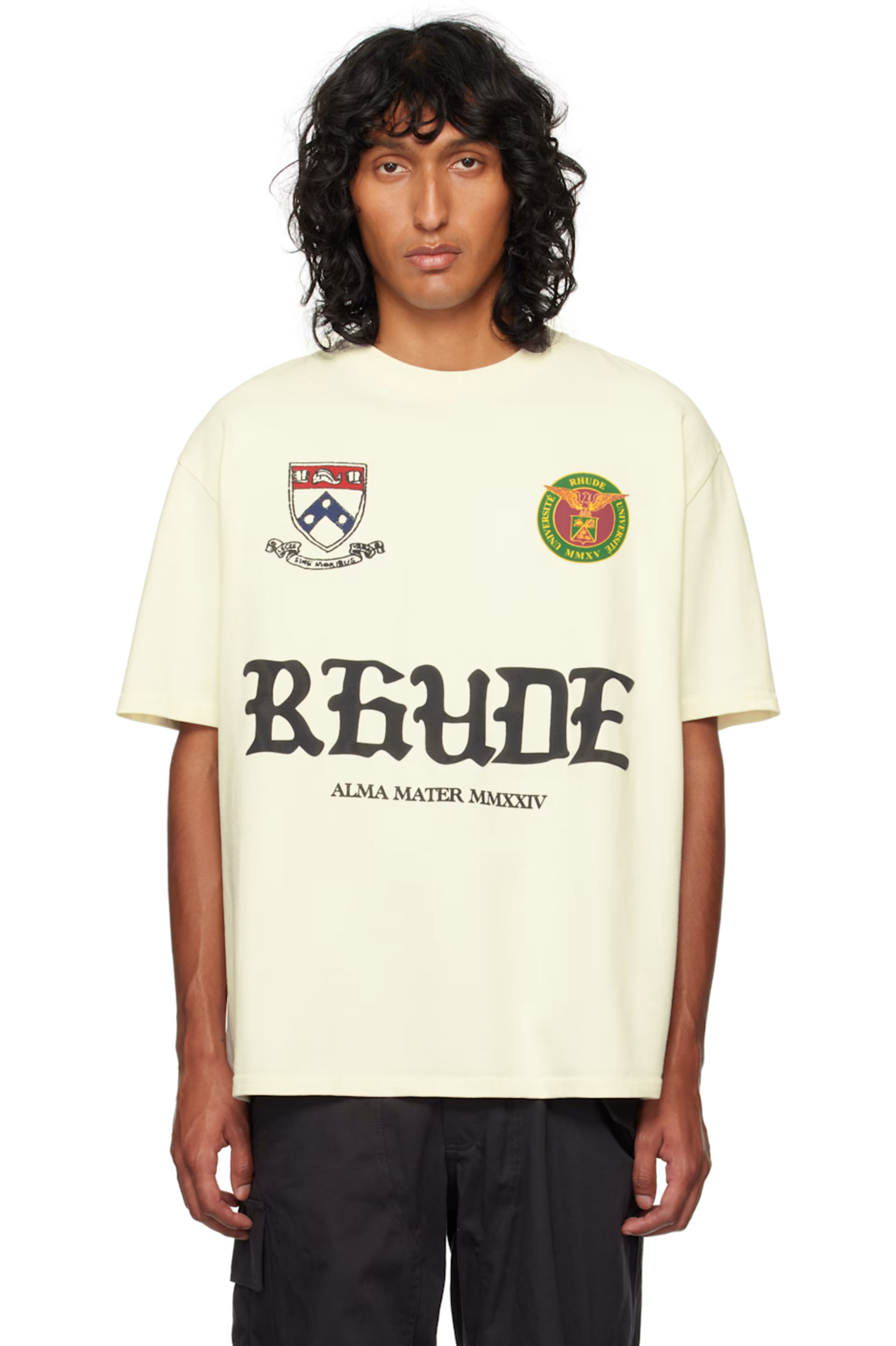 Rhude - White Runway Script T-shirt | SSENSE
