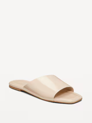Faux-Leather Slide Sandals for Women | Old Navy (US)