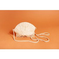 70S Off White Beige Beaded Purse Vintage Sequin Woven Fringe Shoulder Strap Clutch | Etsy (US)