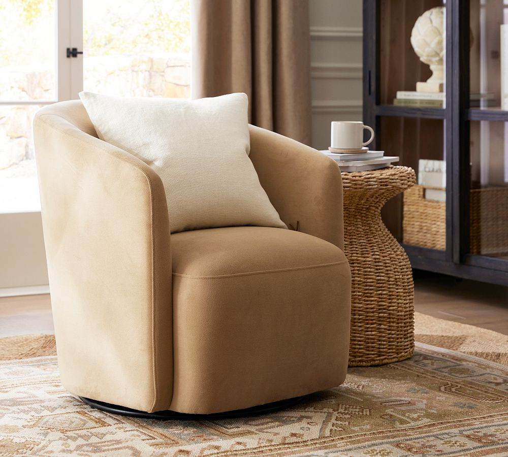 Preston Upholstered Swivel Armchair | Pottery Barn (US)