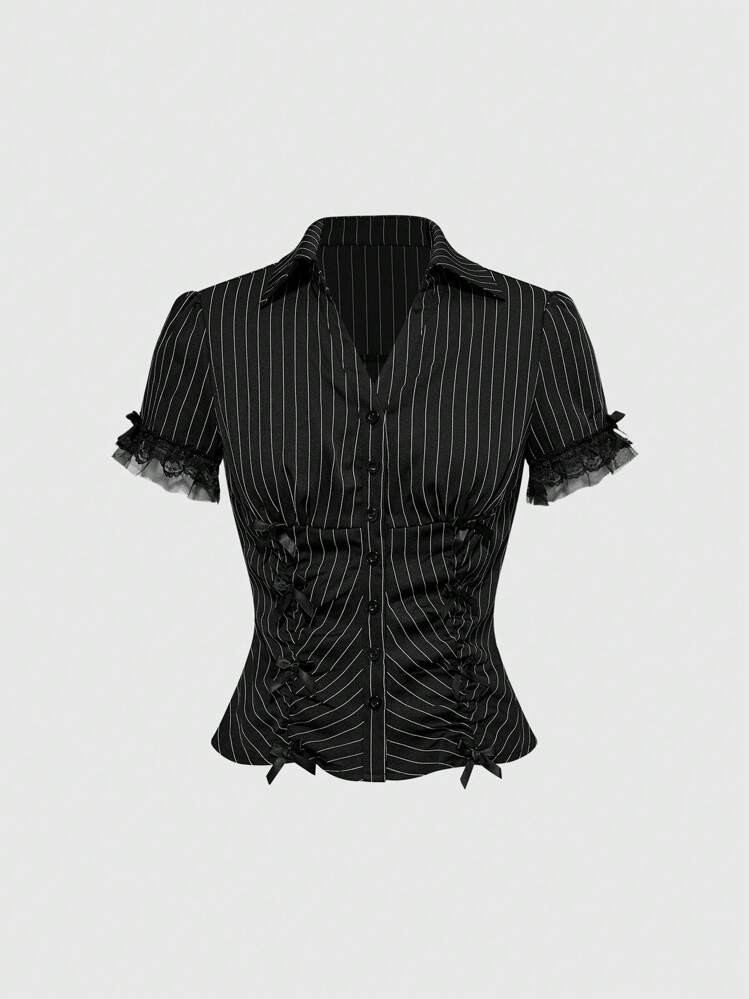 ROMWE Grunge Punk Spring/Summer Carnival Party Casual Black Fall Women Skirts Women's Striped Sli... | SHEIN