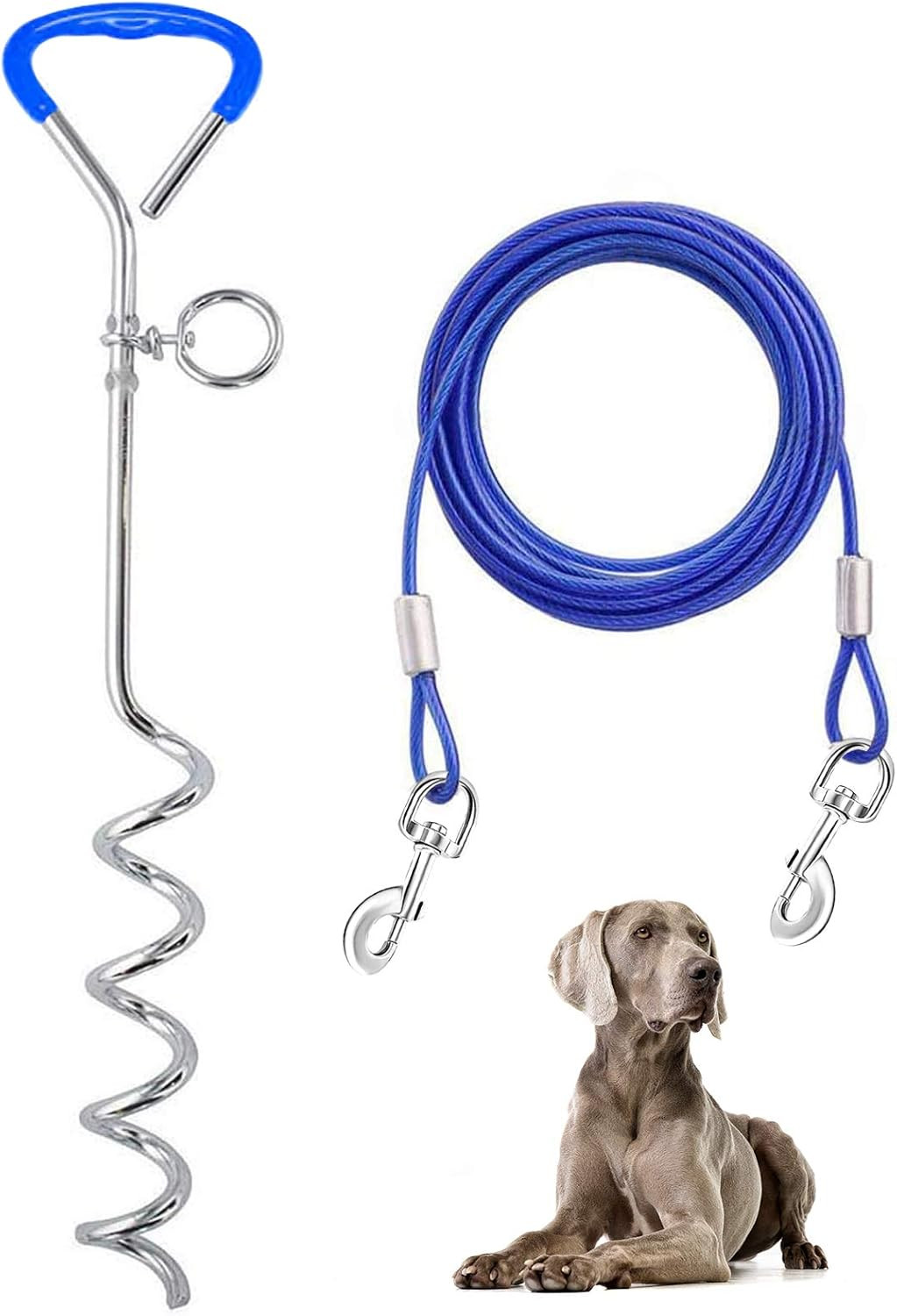 Dog Tie Out Cable and Stake 32/16/10 ft Outdoor, Yard and Camping, for Medium to Large Dogs Up to... | Amazon (US)