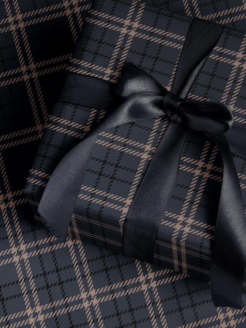Classic Blue Plaid Wrapping Paper Traditional Gift Wrap Christmas Present Masculine Gift Wrapping... | Etsy (US)