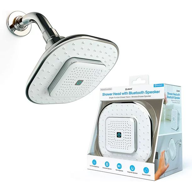 atomi 4.9” White Showerhead With Removable, Magnetic Bluetooth Speaker - Walmart.com | Walmart (US)