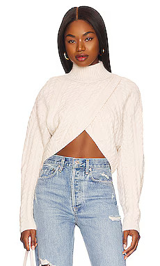 For Love & Lemons Amelia Cross Front Turtleneck in Cream from Revolve.com | Revolve Clothing (Global)