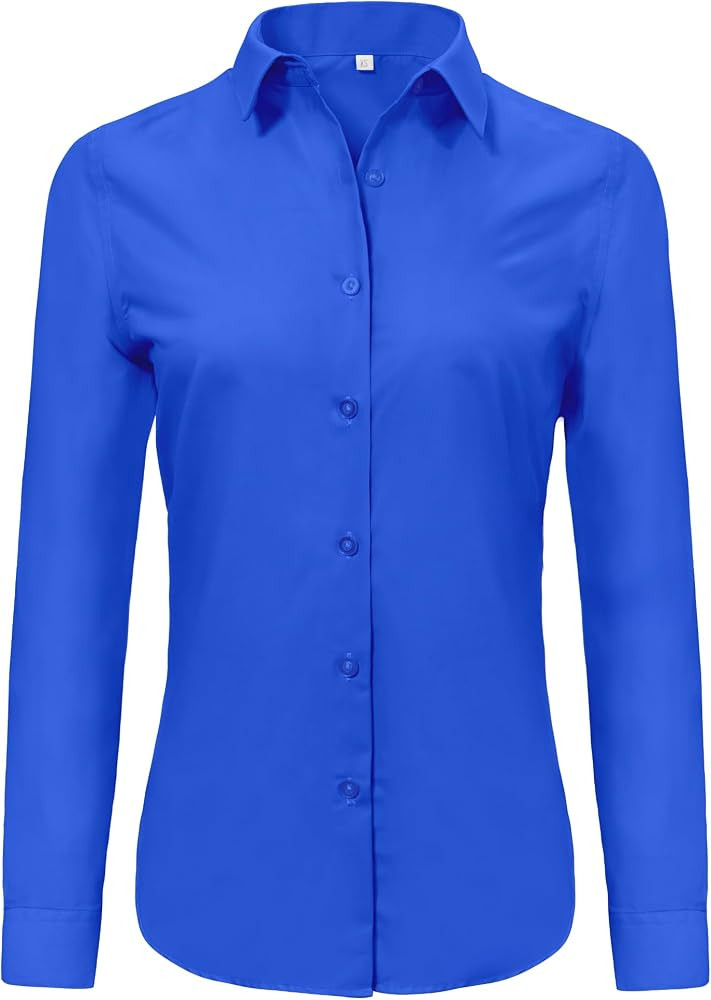 Ruisin Super Soft Wrinkle Free Button Down Shirts for Women Solid Long Sleeve Striped Formal Work... | Amazon (US)
