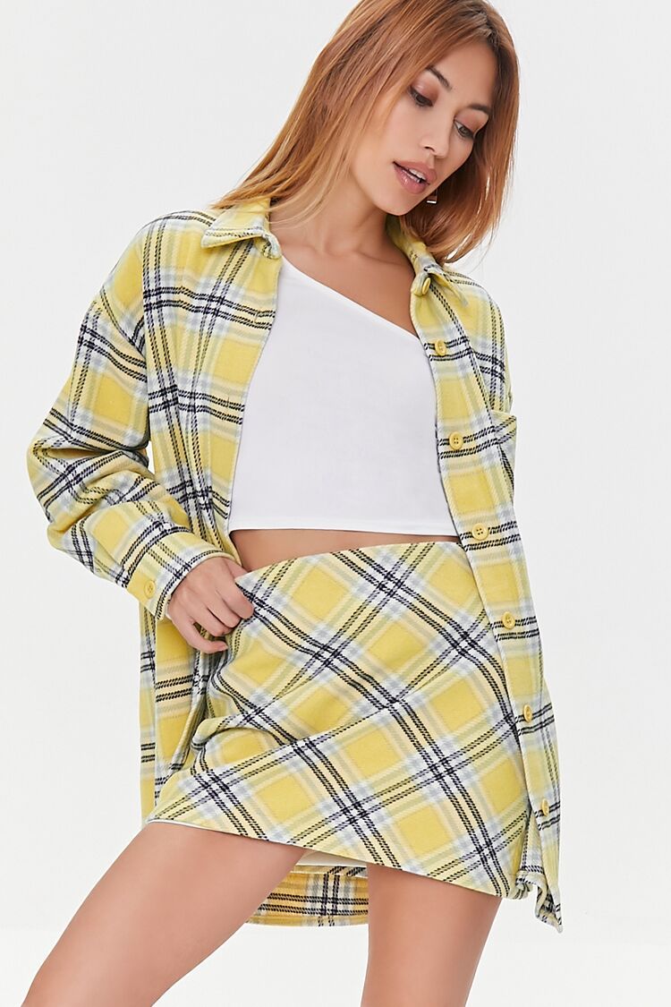 Women Plaid Mini Skirt in Yellow Small | Forever 21 (US)