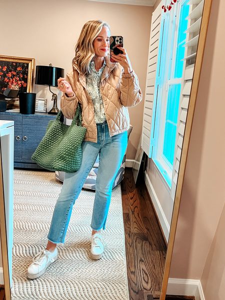The perfect spring outfit! 

Light wash jeans, floral blouse, espadrille sneakers, green tote and a lightweight quilted jacket from Amazon! 

#LTKshoecrush #LTKFind #LTKSeasonal
