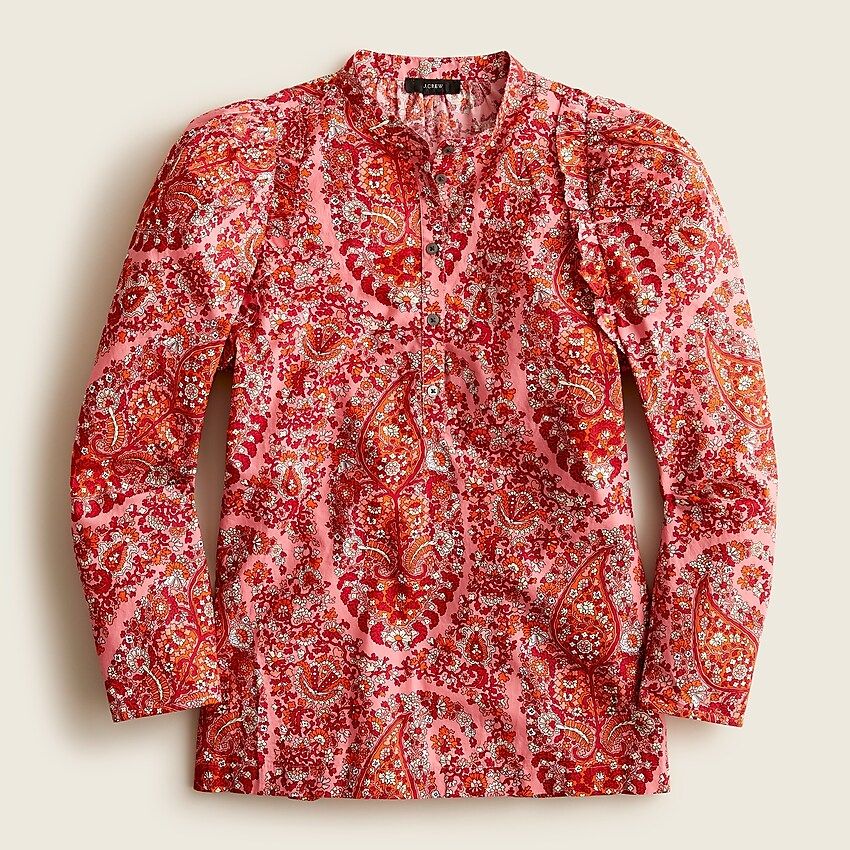 Puff-sleeve top in oversized paisley | J.Crew US