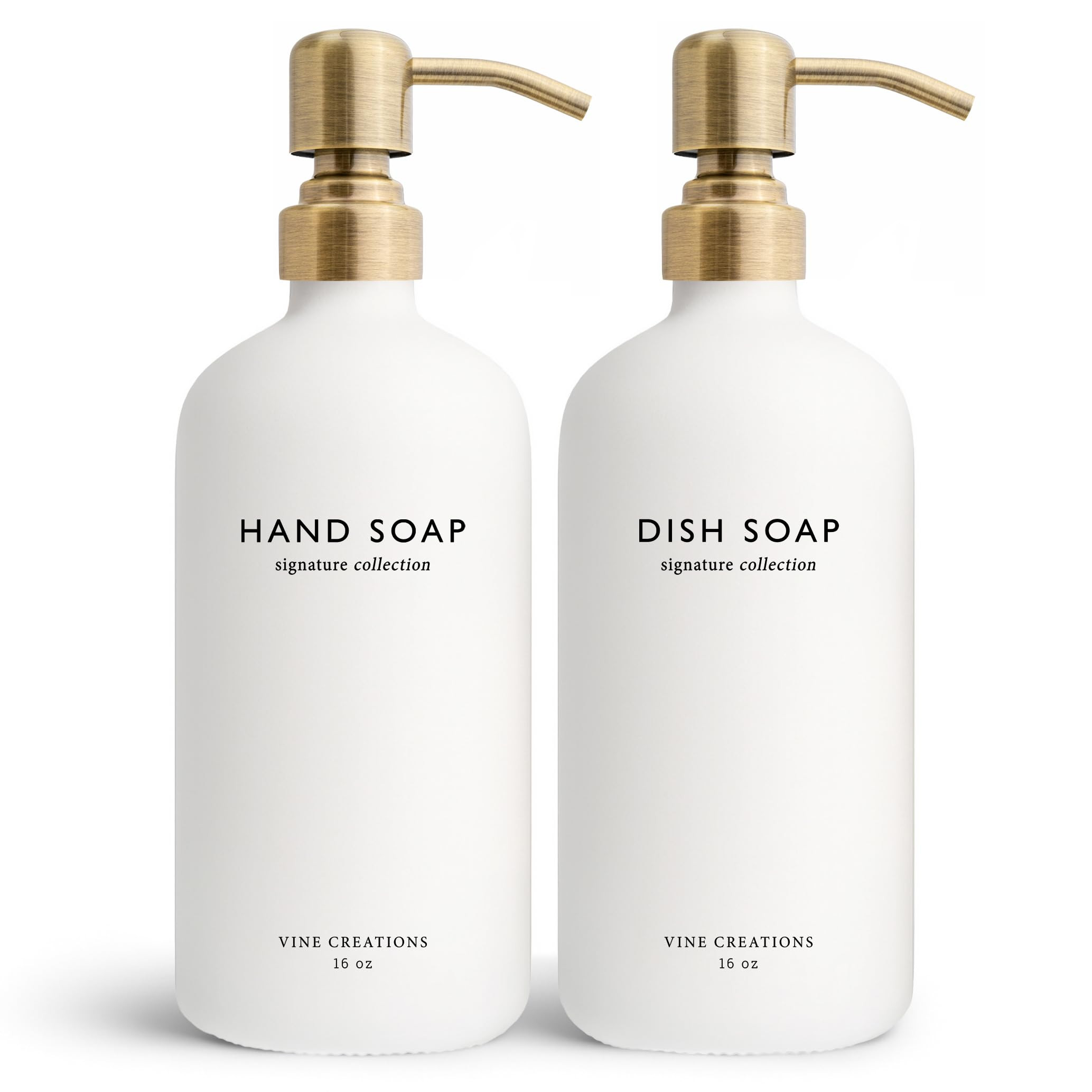 Vine Creations White Glass Soap Dispenser Set, Dish Soap and Hand Soap Dispenser Set with Stainle... | Amazon (US)