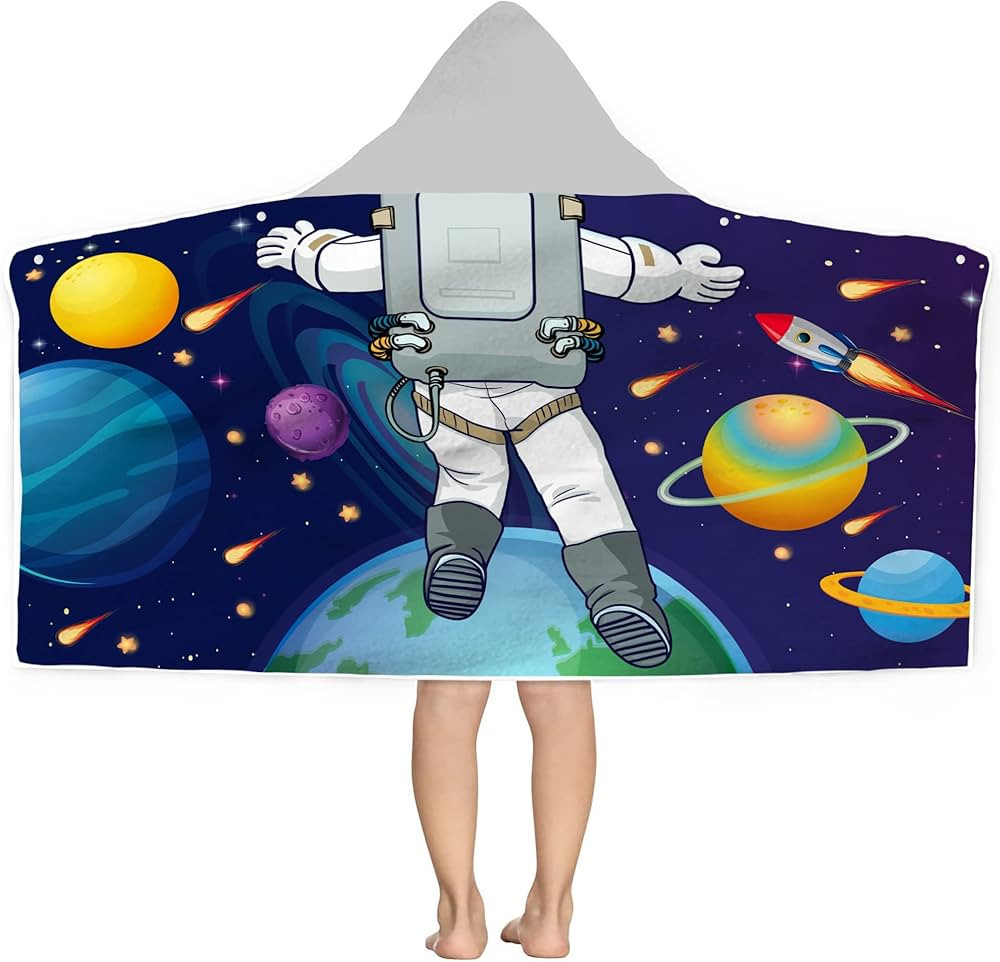 Bonsai Tree Kids Beach Towel, Space Themed Hooded Towel, 30x50, Microfiber Material, Quick Drying... | Amazon (US)