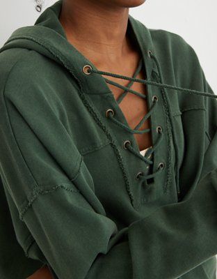Aerie Lace Up Hoodie | American Eagle Outfitters (US & CA)