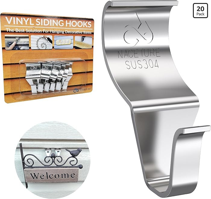 NACETURE Vinyl Siding Hooks Hanger (6 Pack) | No Drill Vinyl Siding Clips for Hanging Outdoor Dec... | Amazon (US)