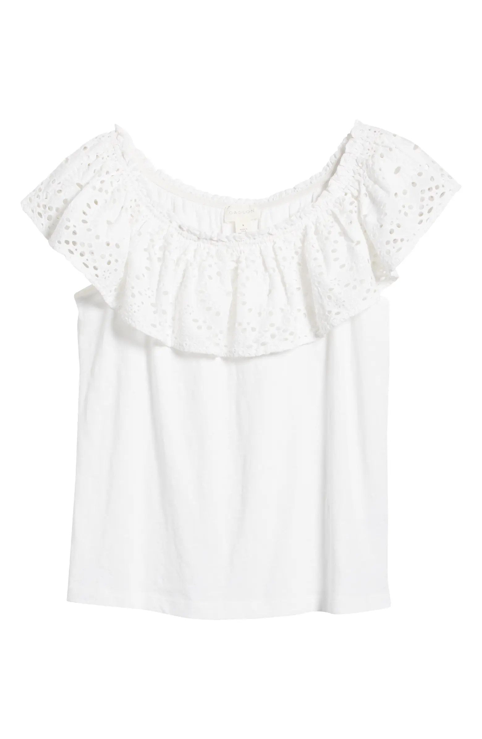 Caslon® Eyelet Off the Shoulder Organic Cotton Top | Nordstrom | Nordstrom