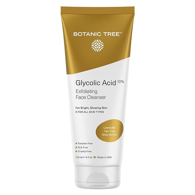 Botanic Tree Glycolic Acid Face Wash, Exfoliating Facial Cleanser and Scrub, 10% Glycolic Acid, A... | Amazon (US)