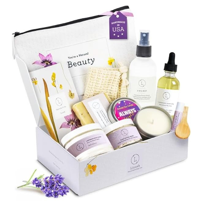 Lizush Luxury Spa Gifts for Women - 9 Piece Lavender Gifts for Her, Gift Baskets, Body Care Set f... | Amazon (US)
