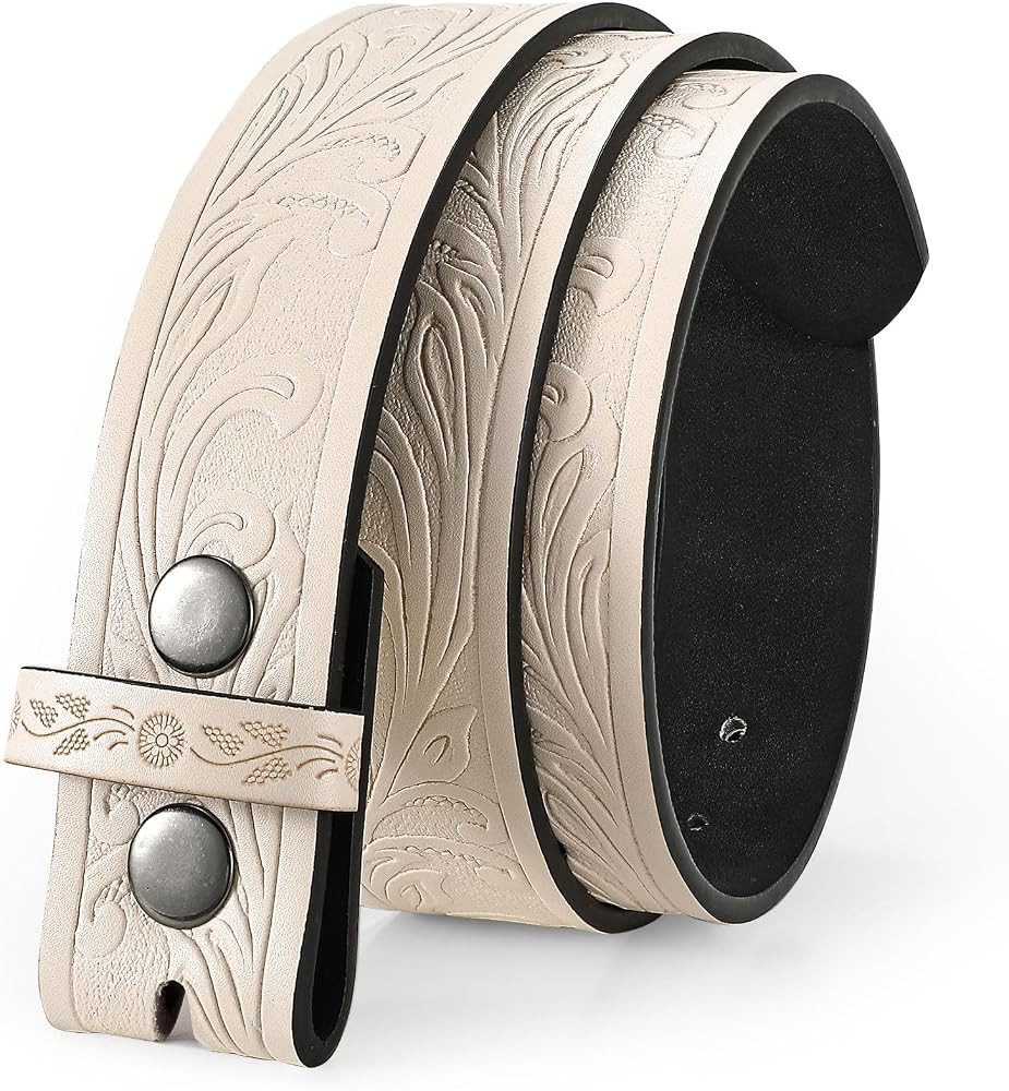 UpFind Men Women Western Belt Strap for Jeans Dress Cowboy Leather Belt Strap without Buckle | Amazon (US)