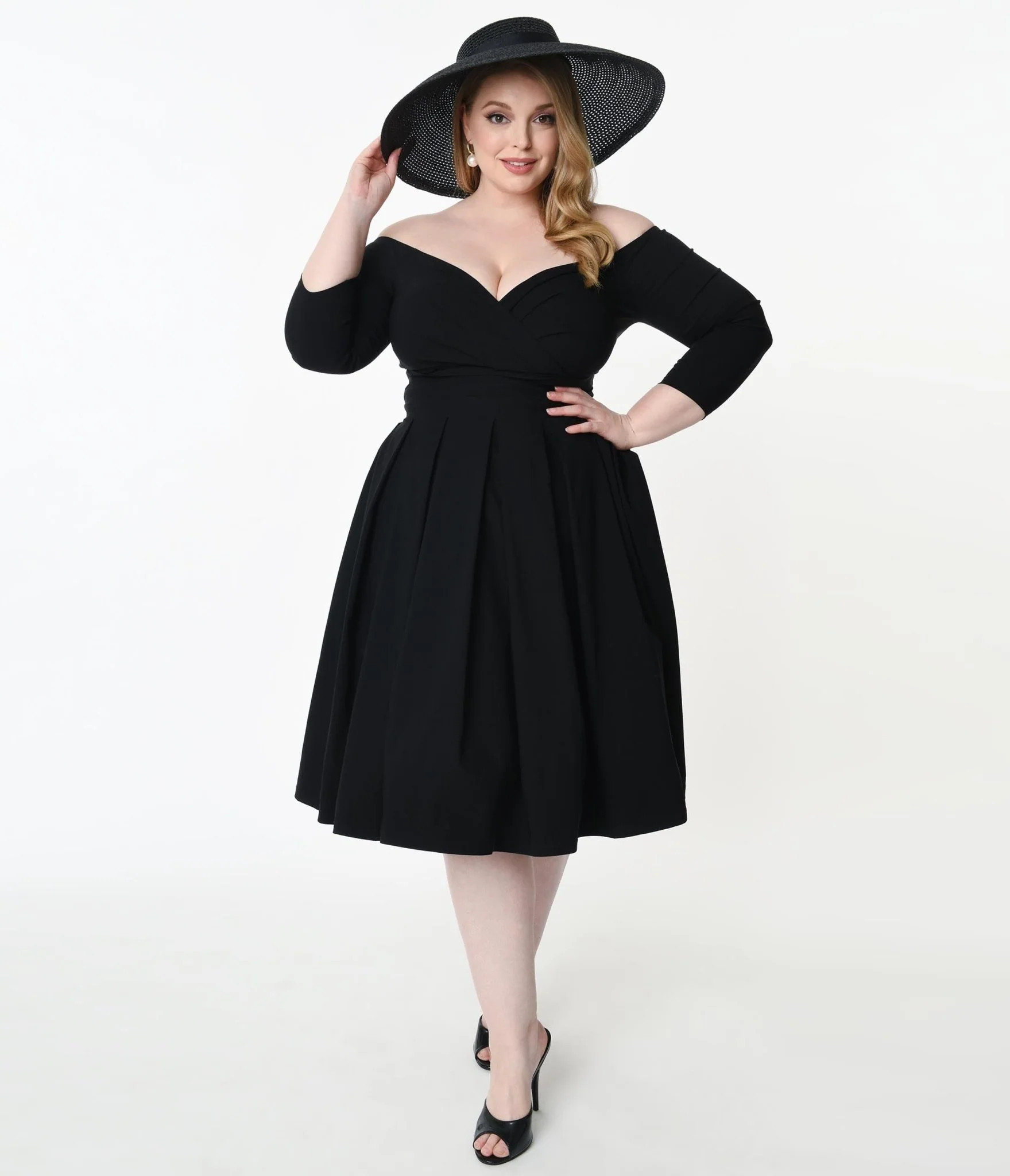 Unique Vintage Plus Size Black Marceline Swing Dress | UniqueVintage