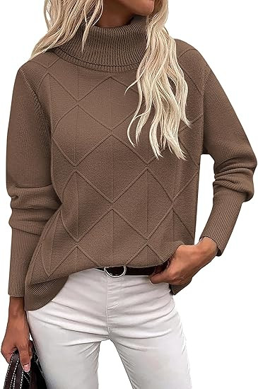 Zeagoo Women's Turtleneck Sweater Fall Winter 2025 Long Sleeve Chunky Knitted Trendy Pullover Top... | Amazon (US)