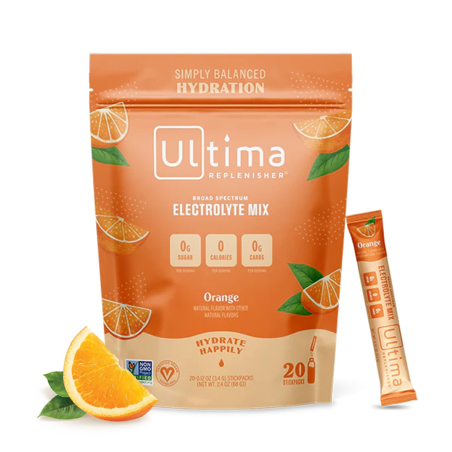 Ultima Replenisher Daily Electrolyte Drink Mix – Orange, 20 Stickpacks – Hydration Packets wi... | Amazon (US)