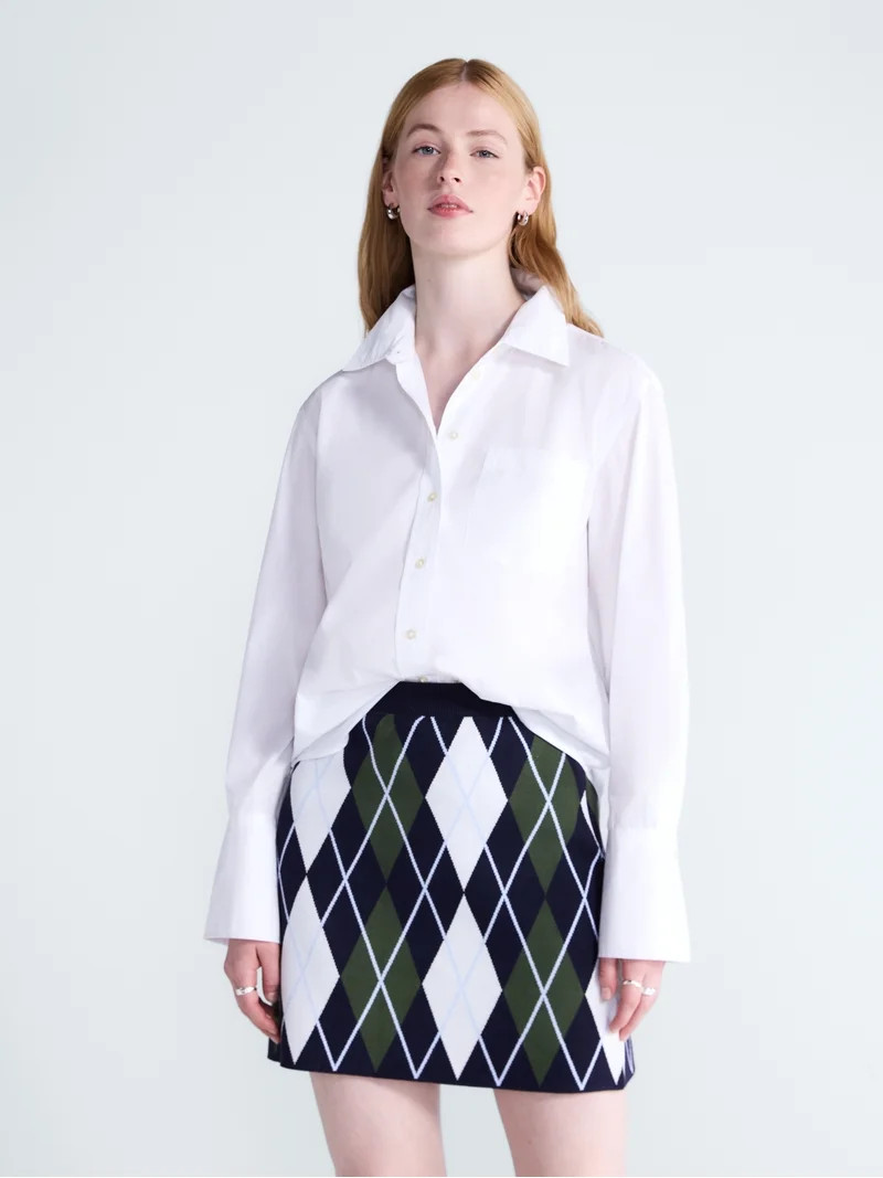 Free Assembly Women's and Women's Plus Button Front Cotton Shirt with Long Sleeves, Sizes XS-4X | Walmart (US)