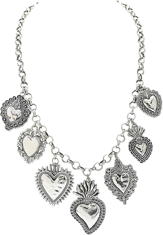 JNF Chunky Layered Gold Charm Necklace for Women Boho Heart Sun Flower Key Coins Charms Necklaces... | Amazon (US)