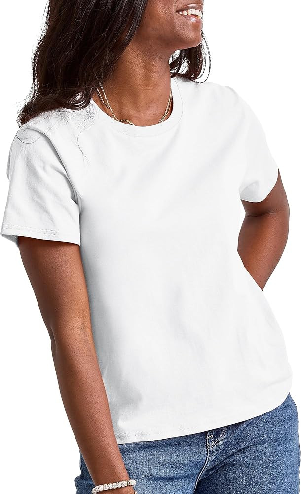 Hanes Womens Essentials T-Shirt, Cotton Crewneck Tee, Classic Fit T-Shirt For Women | Amazon (US)
