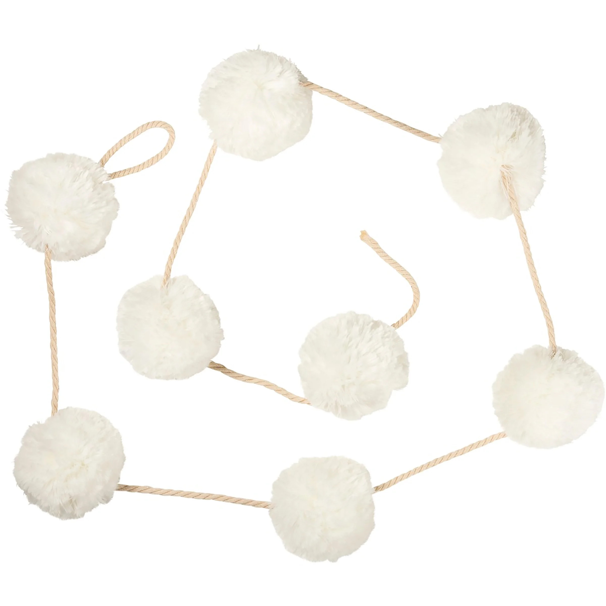 Accent Decor White Pom Pom Garland | Christmas Halloween Thanksgiving Everyday | White Ivory Snow... | Walmart (US)