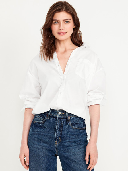 Oversized Button-Down Boyfriend Shirt | Old Navy (US)