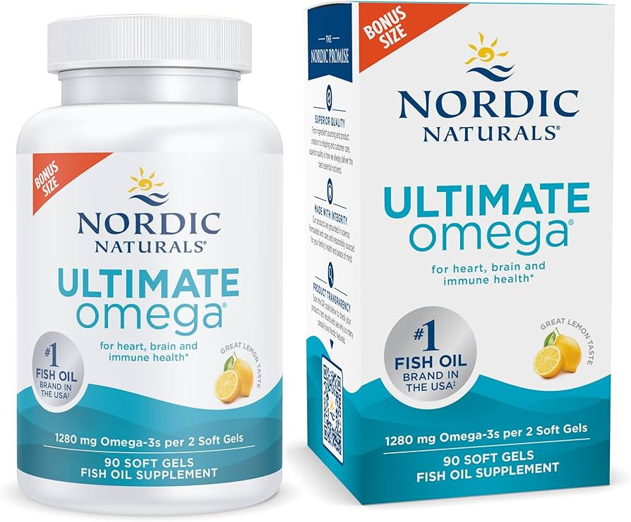 Nordic Naturals Ultimate Omega, Lemon Flavor - 90 Soft Gels - 1280 mg Omega-3 - High-Potency Omeg... | Amazon (US)
