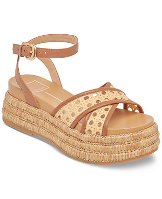 Dolce Vita Women's Wriley Crossband Raffia Woven Demi Wedge Sandals - Macy's | Macy's