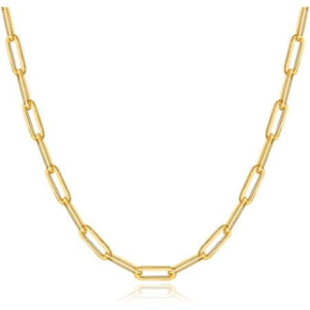 Reoxvo Dainty Gold Chain Choker Necklace for Women 14K Real Gold Plated Paperclip/Herringbone/Bea... | Amazon (US)